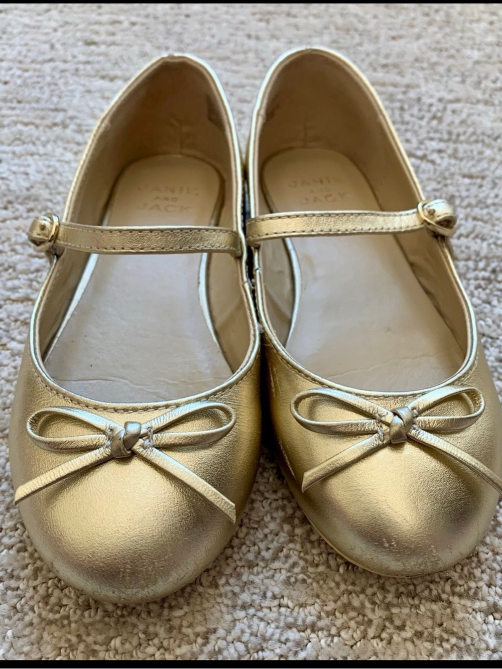 Janie and Jack Gold Mary Jane Bow Flats
